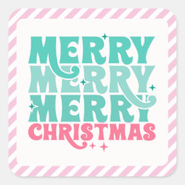 Aufkleber in Mint + Rosa Frohe Weihnachten, gestre