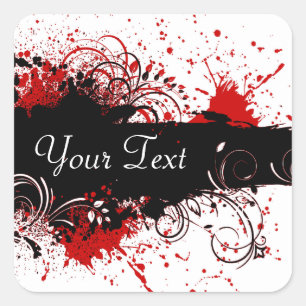 Aufkleber in Rot, Weiß und Schwarz