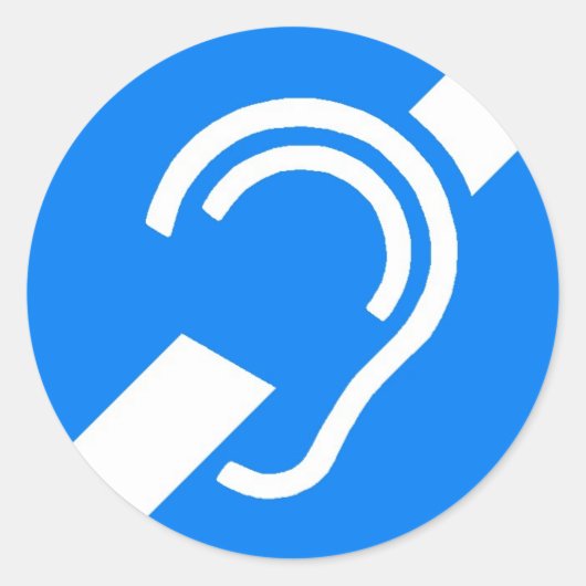 Aufkleber-internationales Symbol für das taube Runder Aufkleber (Vorderseite)