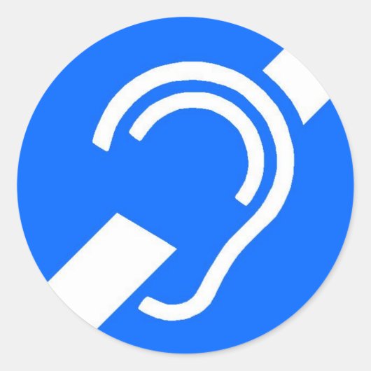 Aufkleber, Internationales Symbol für den Gehörlos Runder Aufkleber (Vorderseite)