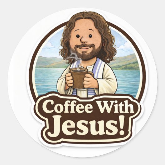 Aufkleber 'Kaffee mit Jesus' (3“) (Vorderseite)