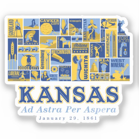 Aufkleber - Kansas: Ad Astra Per Aspera (Vorderseite)