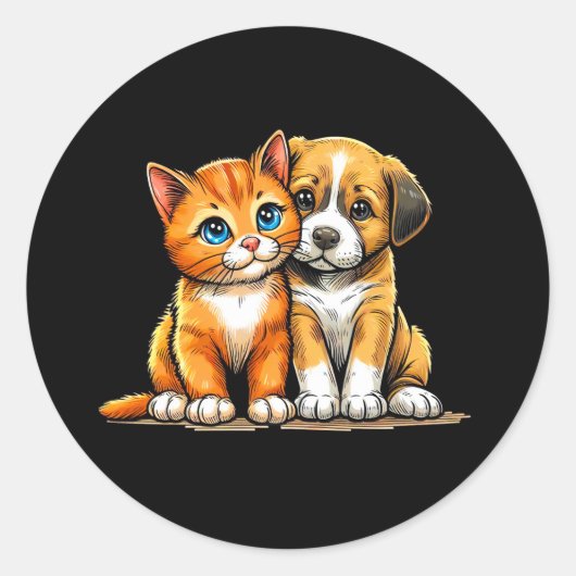 Aufkleber Katze und hund (Vorderseite)