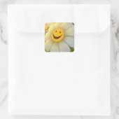 Aufkleber/Lächelnde Sonnenblume Quadratischer Aufkleber (Tasche)