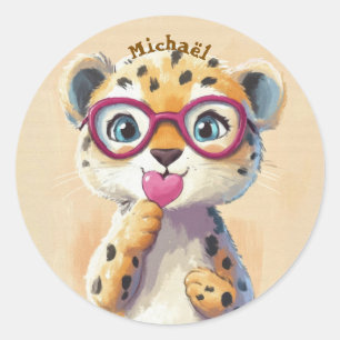 Aufkleber Leopard Valentinstag Kinder Schule