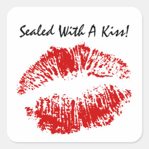 Aufkleber Letter-Siegel mit Kiss Lips-Platz versch