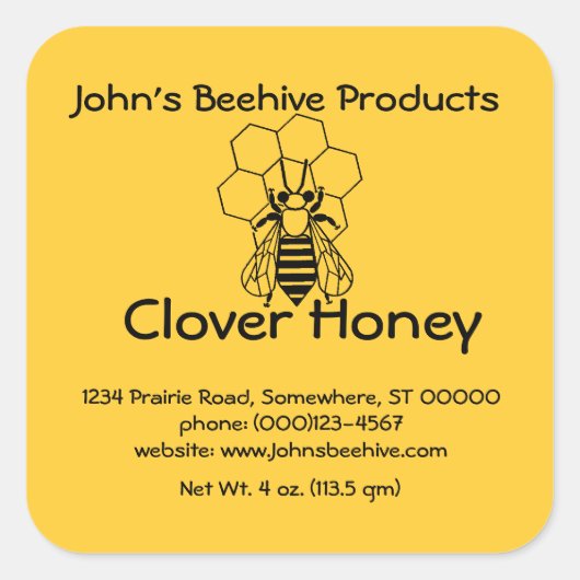 Aufkleber (lg sq)- Honey Business - Bienen auf Com (Vorderseite)
