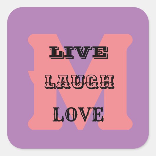 Aufkleber LIVE LAUGH LIEBE MONOGRAM LILA MODERN (Vorderseite)