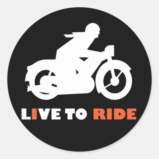 Aufkleber "Live to Ride" für Motorräder (Vorderseite)