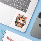 Aufkleber "Meow" (Laptop mit iPhone)
