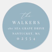 Aufkleber mit blauer Rücksendeadresse (Vorderseite)