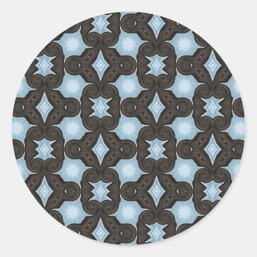 Aufkleber mit braunem und blauem Muster (Vorderseite)