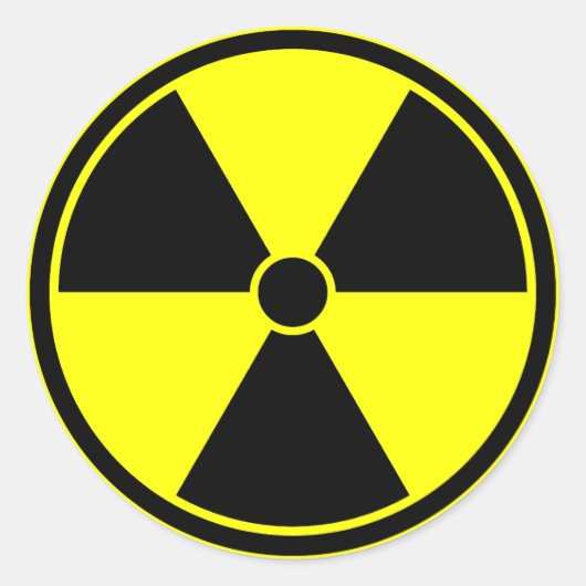 Aufkleber mit dem hellgelben Radialsymbol (Vorderseite)