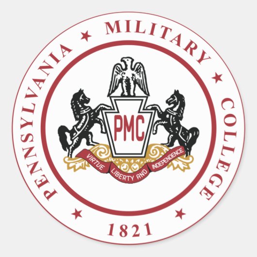 * Aufkleber mit dem PMC-Siegel-Logo (Vorderseite)