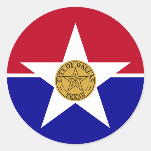 Aufkleber mit der Flagge von Dallas, USA (Vorderseite)