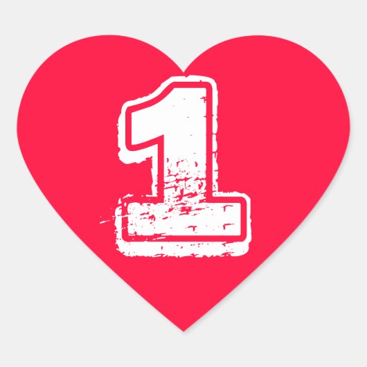 Aufkleber mit der Nummer des roten Herzens (Vorderseite)