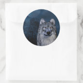Aufkleber mit einem grauen und weißen Wolf (Tasche)