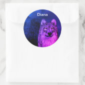 Aufkleber mit einem grauen und weißen Wolf (Tasche)