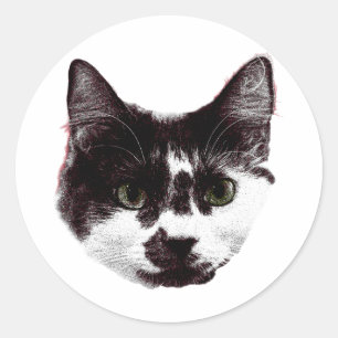 Aufkleber mit einem Starren Tintenstil-Katzenauf