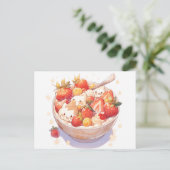 Aufkleber mit einer Schüssel mit Müsli und Milch Postkarte (Stehend Vorderseite)