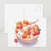 Aufkleber mit einer Schüssel mit Müsli und Milch Postkarte (Vorne/Hinten)