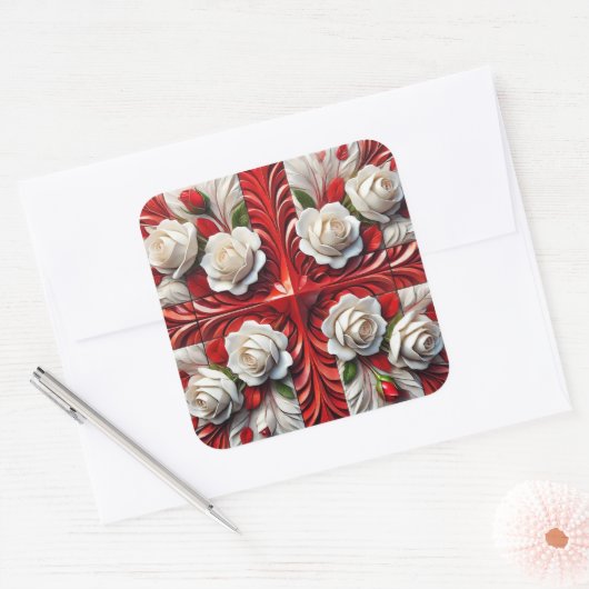 Aufkleber mit englischer Rose (Umschlag)