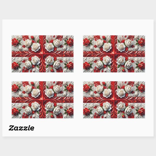 Aufkleber mit englischer Rose Design (Blatt)