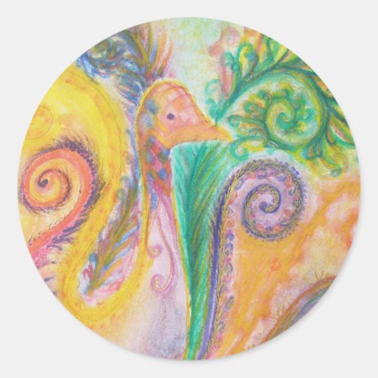 Aufkleber mit farbenfroher Wirbler Vogelgestaltung (Vorderseite)