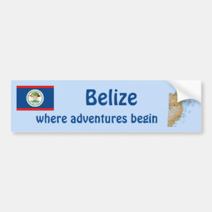 Aufkleber mit Flagge und Karte von Belize Autoaufkleber