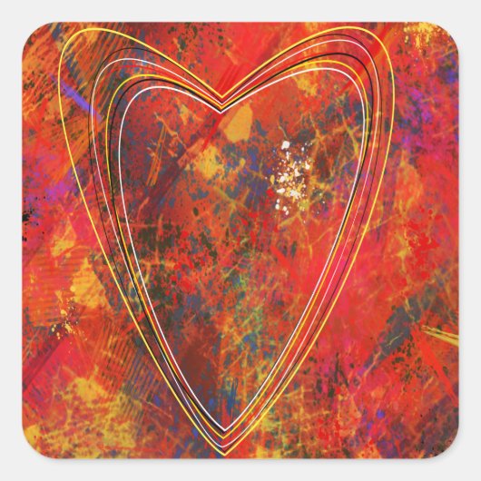 Aufkleber mit flammendem Herzen (Vorderseite)