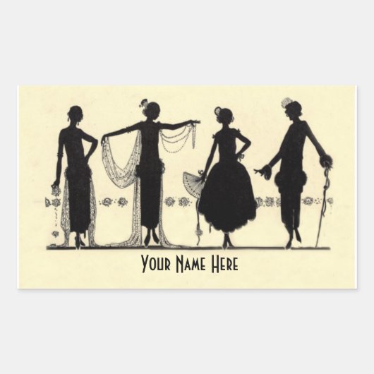 Aufkleber mit Flapper-Mode-Silhouette aus den 1920 (Vorderseite)