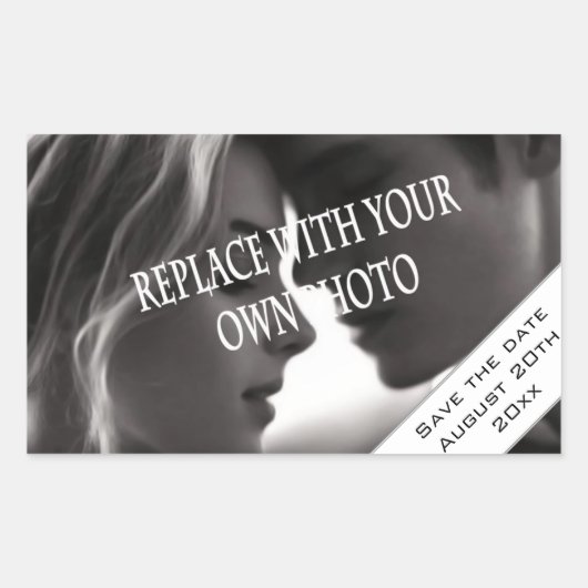Aufkleber mit Foto Save the Date (Vorderseite)