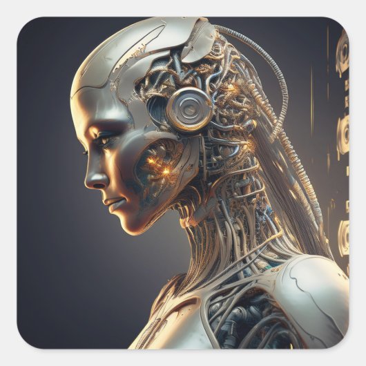 Aufkleber mit futuristischer AI-Designed Square (Vorderseite)