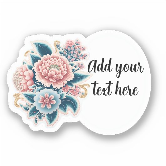 Aufkleber mit individuellem Schnitt - Blütentext (Vorderseite)