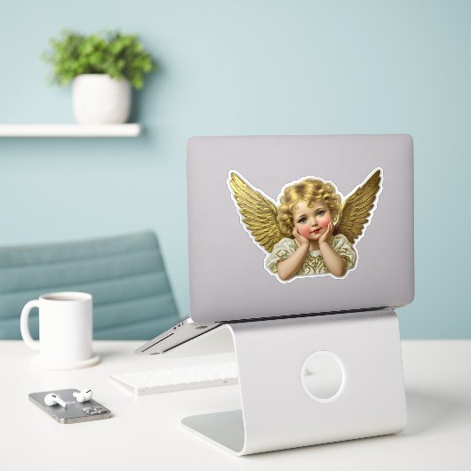Aufkleber mit Klettverschluss - Vintage Hände mit (Laptop auf Schreibtisch)