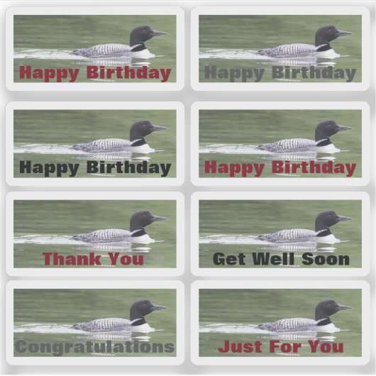 Aufkleber mit Loonen und Text für die Personalisie (Vorderseite)