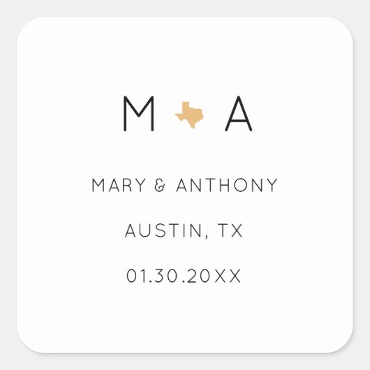 Aufkleber mit minimalistischer Gastgeschenk Hochze (Vorderseite)