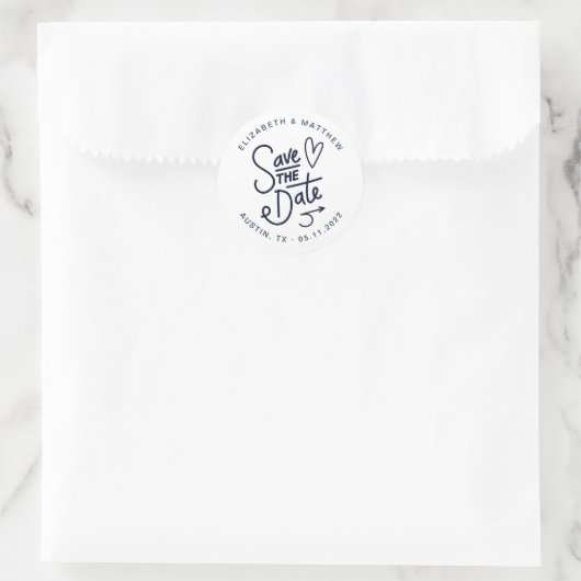 Aufkleber mit niedlich Save the Date Monogramm (Tasche)