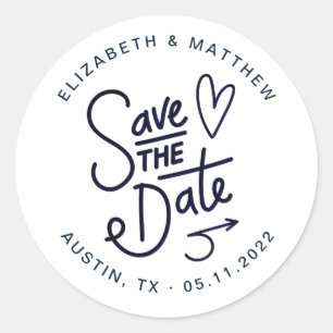 Aufkleber mit niedlich Save the Date Monogramm