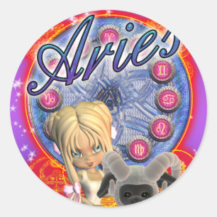 Aufkleber mit Niedlichem Weibchen und Ram