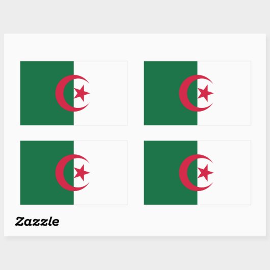 Aufkleber mit Rechteck und Flagge Algeriens (Blatt)