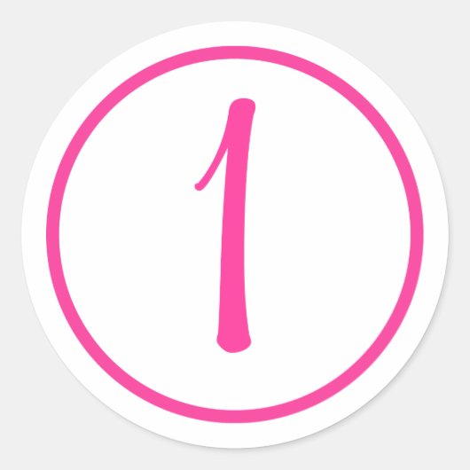 Aufkleber mit rosa Nummer und Rand (Vorderseite)