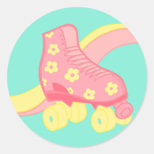 Aufkleber mit rosa Retrowalze Skate