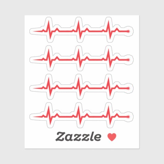 Aufkleber mit rotem Puls (Blatt)