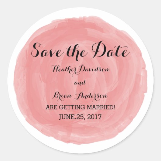 Aufkleber mit roten Wasserfarben Save the Date (Vorderseite)