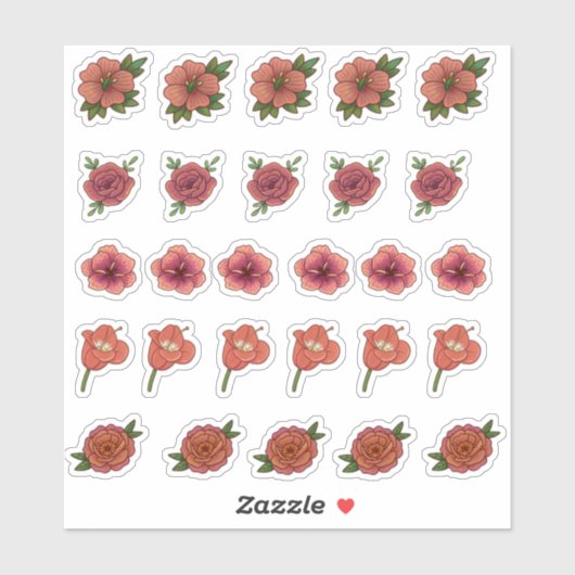 Aufkleber mit roter Blume (Blatt)