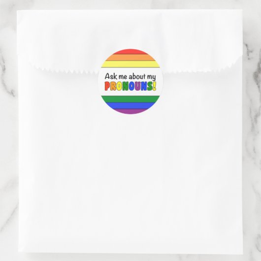 Aufkleber mit runden Pronomen (Regenbogen) (Tasche)