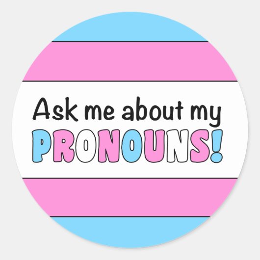Aufkleber mit runden Pronomen (Trans Pride) (Vorderseite)