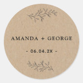 Aufkleber mit rustikaler Gastgeschenk Hochzeit (Vorderseite)