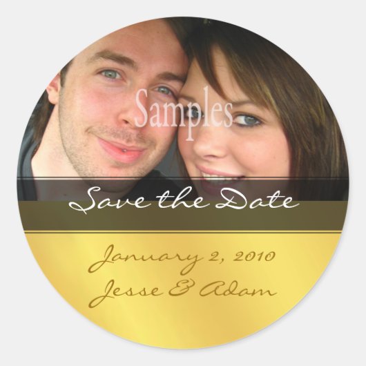 Aufkleber mit Save the Date Foto (Vorderseite)